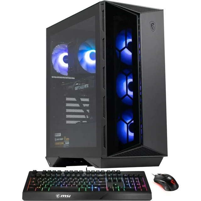 MSI Aegis R Gaming Desktop, Intel i7-14700F, Bluetooth, Wi-Fi 7,RTX 4060 8GB, MSI Mouse + MSI Keyboard Included, Black