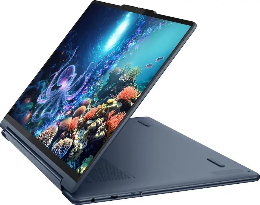 Lenovo Yoga 9i 2-in-1 Aura Edition Laptop With Pen 14 Inch 14 Inch 2.8K WQXGA+ (2880x1800) Touchscreen Display, Intel Core Ultra 7 258V Processor/32GB RAM DDR5/Windows 11/ Cosmic Blue