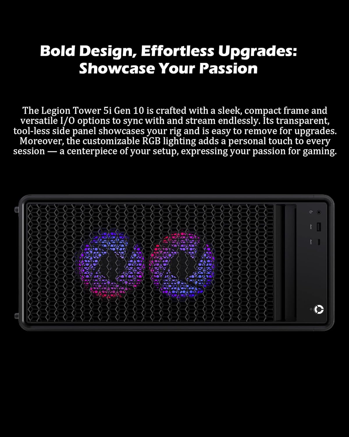 Lenovo Legion Tower 5i Gen 10 Gaming Desktop, Intel Core Ultra 9 275HX, NVIDIA GeForce RTX 5070 Ti 16GB, Windows 11, Black