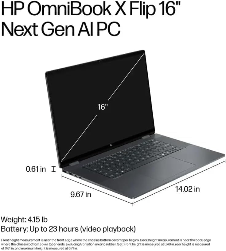HP - OmniBook X Flip 16-as0023dx 2-in-1 - Copilot Laptop - Intel Core Ultra 7 256V, 16GB, 16 Inch 2K Touchscreen, Windows 11, Eclipse Gray