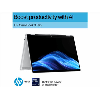 HP - OmniBook X Flip 14-fm0047nr 2-in-1 - Next Gen AI Laptop - Intel Core Ultra 7 256V, 16GB, 14 Inch 2K Touchscreen, HP Stylus Natural Silver Pen, Win 11, Glacier Silver