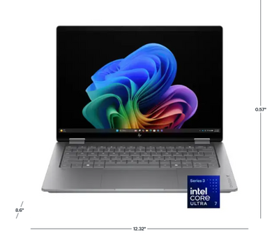 HP Omnibook X Flip 14-Kb0023dx 2-in-1 Laptop, Intel Core Ultra 7 355U, 16GB Ram, 14” 2K OLED Touchscreen, Windows 11, Meteor Silver