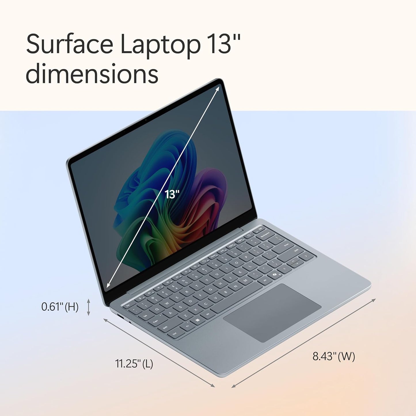 Microsoft Surface Laptop 7 Copilot+ PC Snapdragon X Plus, 16GB, 512 GB SSD, 13 Inch Touchscreen, Win 11, Ocean Blue