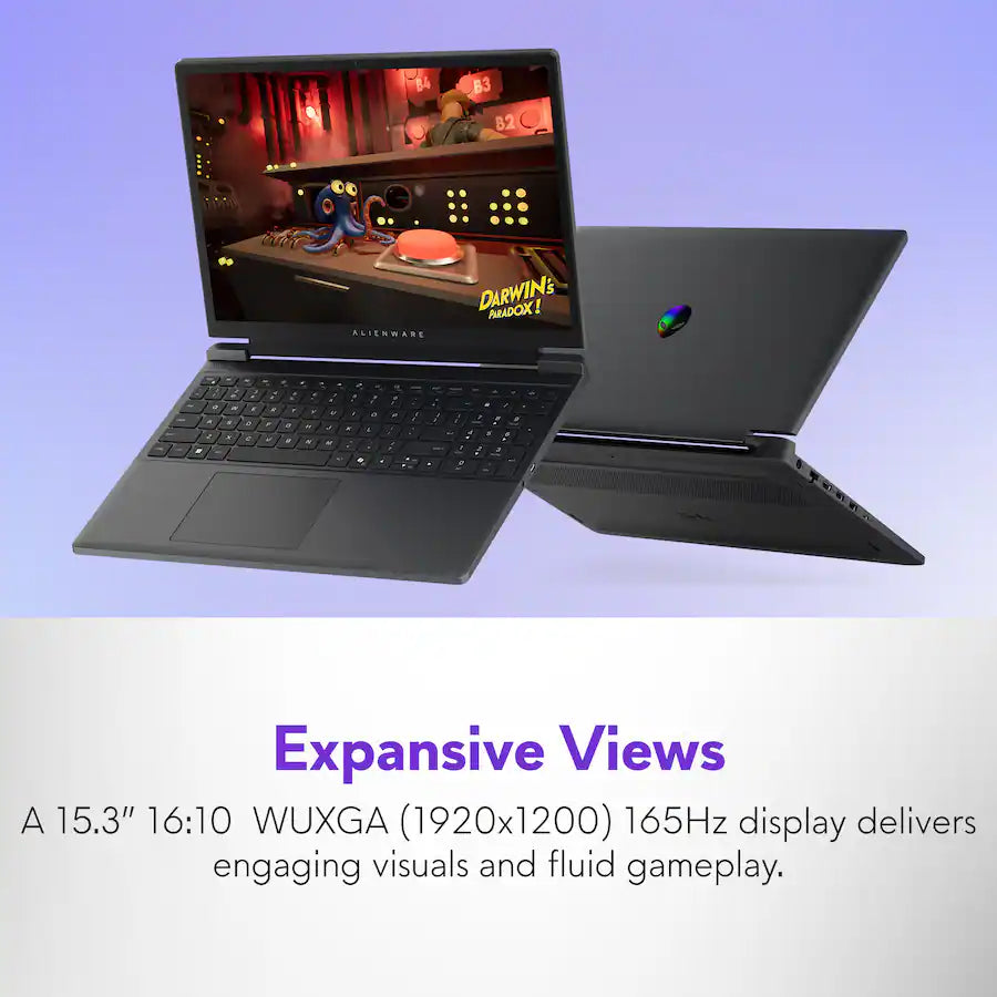Dell Alienware 15.3 Gaming Laptop, AMD Ryzen R7 260, NVIDIA GeForce RTX 5050 8GB, 15.3 Inch, FHD+ (1920 x 1200) 165Hz, Windows 11, Black