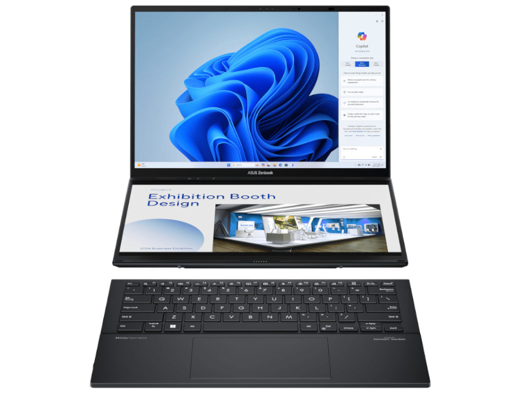 ASUS Zenbook Duo Dual OLED Laptop, Intel Ultra 9 285H, 32GB, 1TB SSD, Dual 14 Inch OLED WQXGA+ 120Hz, Inkwell Gray