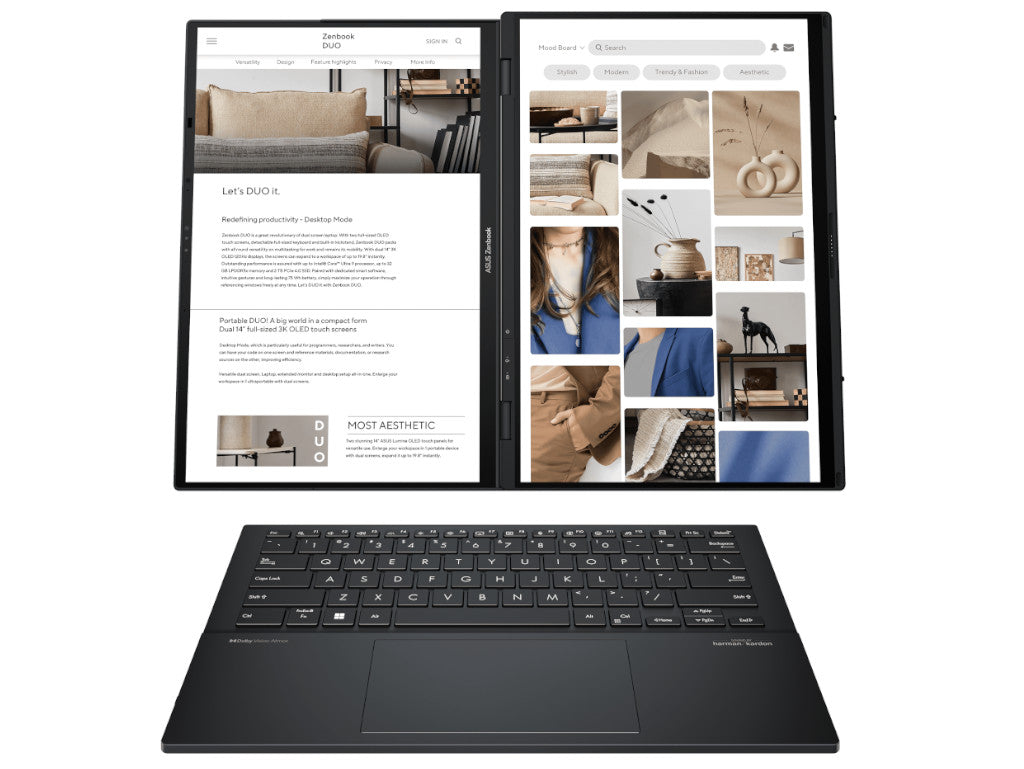 ASUS Zenbook Duo Dual OLED Laptop, Intel Ultra 9 285H, 32GB, 1TB SSD, Dual 14 Inch OLED WQXGA+ 120Hz, Inkwell Gray