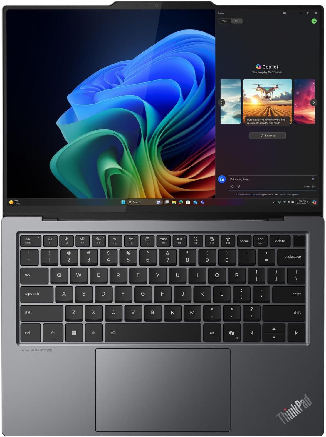 Lenovo ThinkPad X9 14 Aura Edition Intel Core Ultra 7 258V, 32GB, 1TB SSD, 14 Inch 2.8K (2880x1800) Touchscreen OLED 120Hz, FP, Windows 11 Pro, English Keyboard, Thunder Grey