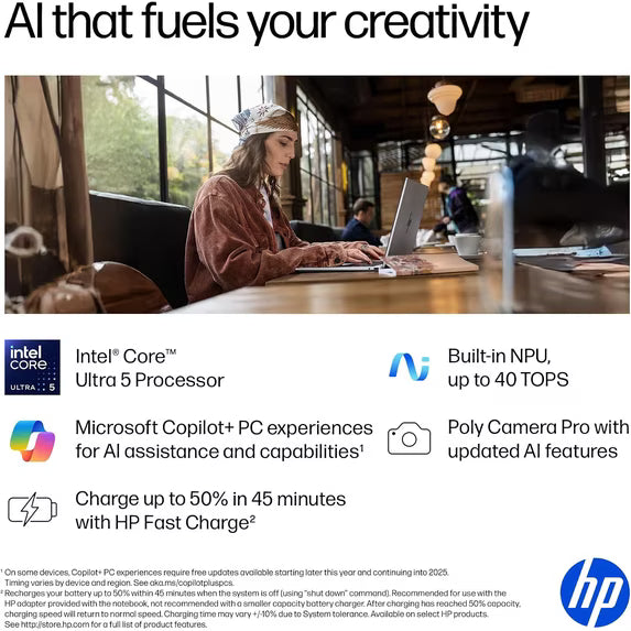 HP OmniBook 7 Flip 16 16-au0055cl 2-in1 Laptop - Intel Core Ultra 5 226V, 16GB, Integrated Intel Arc 130V GPU, 16Inch FHD Touchscreen, Rechargeable MPP2.0 Tilt Pen, Windows 11, Silver
