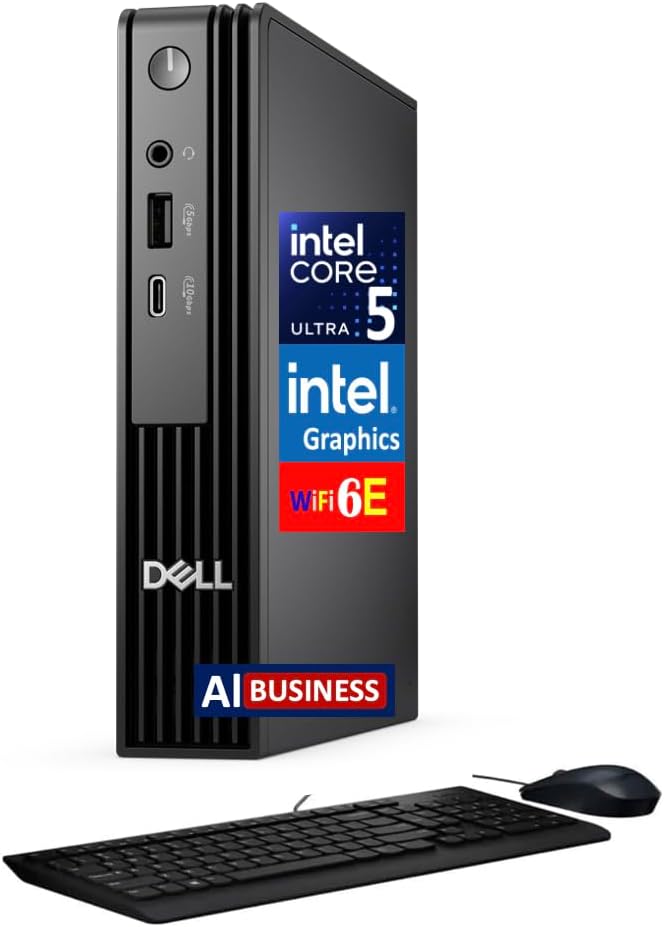 Dell Pro Micro Business Desktop Intel Ultra 5 235T, Dell Pro Keyboard and Mouse, Windows 11 Pro, Black