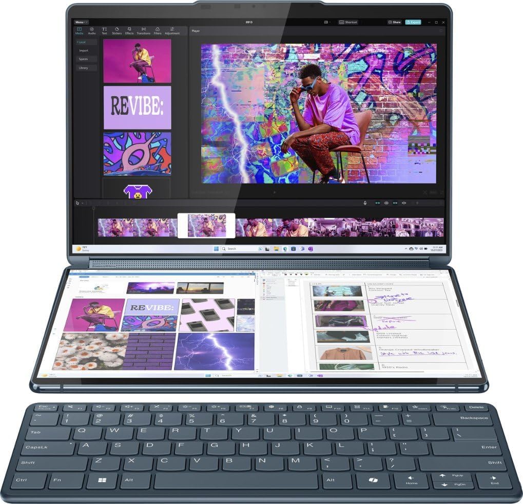 Lenovo Yoga Book 9i 2-in-1 Dual Screen OLED Laptop, Intel Ultra 7-155U, 16GB, 1TB SSD, 2x 13.3 Inch 2.8K OLED Touch Display, Tidal Teal