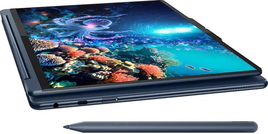 Lenovo Yoga 9i 2-in-1 Aura Edition Laptop With Pen 14 Inch 14 Inch 2.8K WQXGA+ (2880x1800) Touchscreen Display, Intel Core Ultra 7 258V Processor/32GB RAM DDR5/Windows 11/ Cosmic Blue