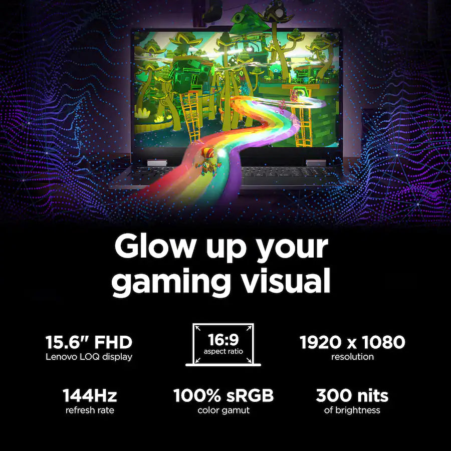 Lenovo LOQ 15 Gaming Laptop, AMD Ryzen 7 170, 15.6 Inch 144 Hz FHD, NVIDIA GeForce RTX 5050 8GB, Backlit Keyboard, Windows 11, Eclipse Black