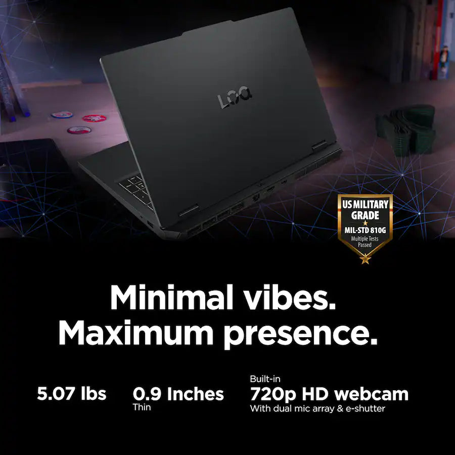 Lenovo LOQ 15 Gaming Laptop, AMD Ryzen 7 170, 15.6 Inch 144 Hz FHD, NVIDIA GeForce RTX 5050 8GB, Backlit Keyboard, Windows 11, Eclipse Black