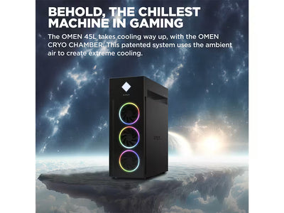 HP OMEN 45L Gaming Desktop GT22-3000t Intel Core Ultra 9 285K, Nvidia RTX 5XXX Series, Front Bezel Black Glass with RGB liquid cooler, Black