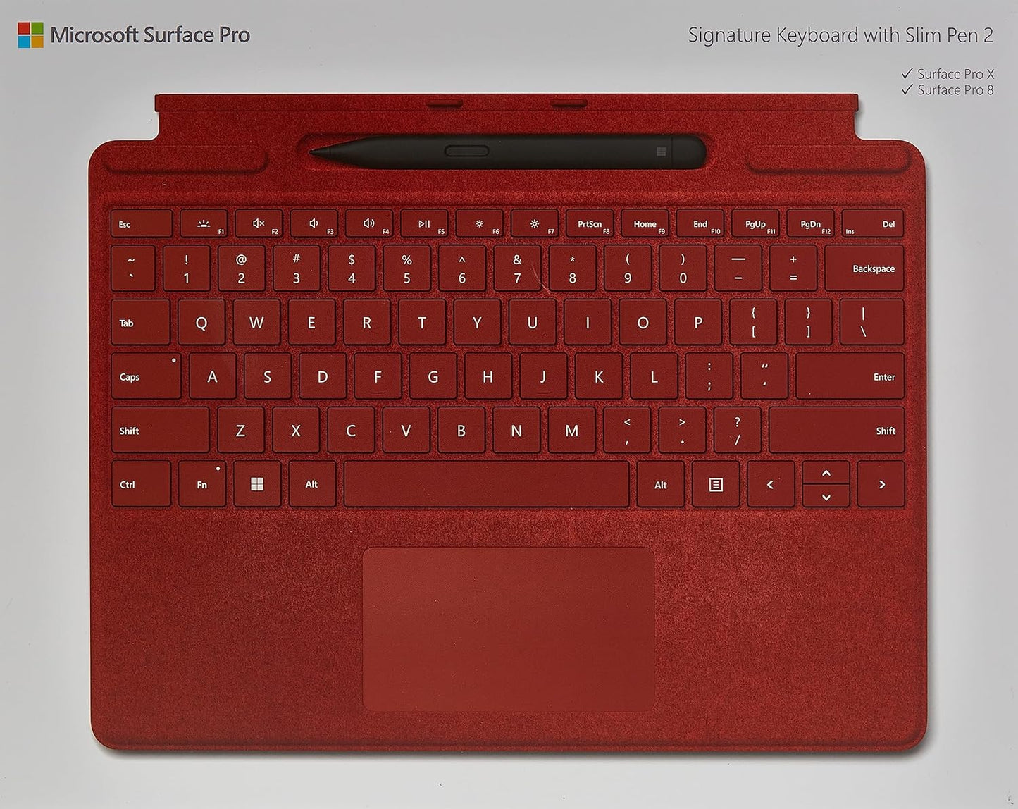 Microsoft Surface Pro Keyboard for Pro (11th Edition), Pro 9, and Pro 8 , With Slim 2 Pen, English Arabic, Red