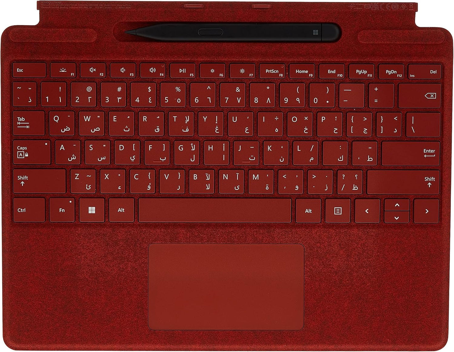 Microsoft Surface Pro Keyboard for Pro (11th Edition), Pro 9, and Pro 8 , With Slim 2 Pen, English Arabic, Red