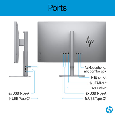 HP OmniStudio X All-in-One Desktop AI PC 27 Intel Ultra 7 256V, 16GB, 1TB SSD, 27 Inch FHD Touchscreen, Windows 11, HP KB & Mouse Combo, Silver