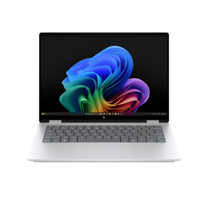 HP - OmniBook X Flip 14-fm0047nr 2-in-1 - Next Gen AI Laptop - Intel Core Ultra 7 256V, 16GB, 14 Inch 2K Touchscreen, HP Stylus Natural Silver Pen, Win 11, Glacier Silver