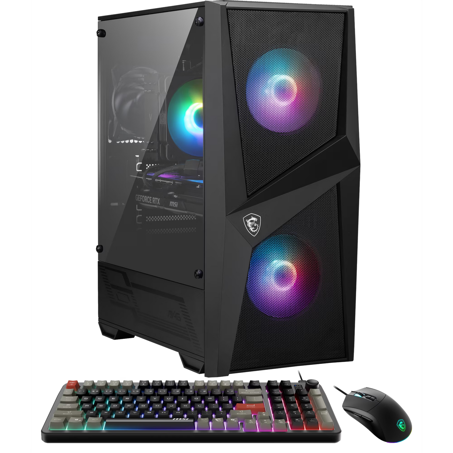 MSI Codex R2 AI Gaming Desktop Intel Ultra 7 265F, NVIDIA GeForce RTX 5070 12GB, with Air Cooler, MSI mouse and keyboard, Windows 11, Black