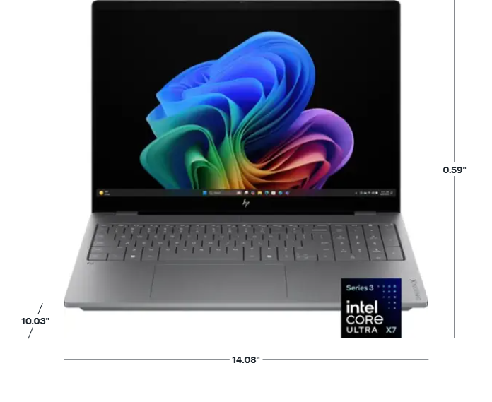 HP OmniBook X Copilot+ PC Laptop 16-BG0013DX Intel Ultra X7 358H, 32GB, 16 Inch 2K OLED Touchscreen, Windows 11, Meteor Silver