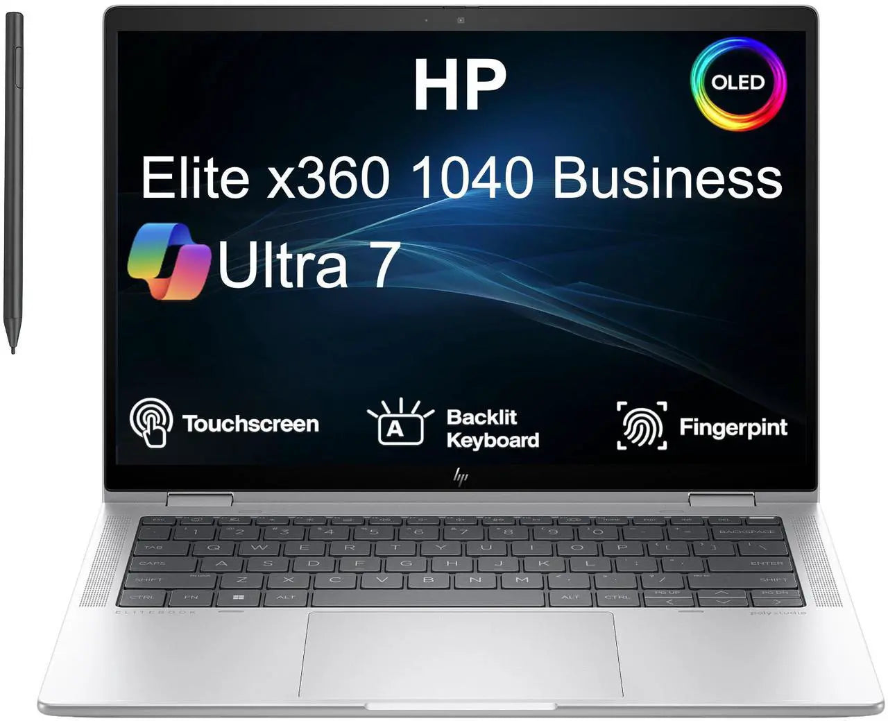 HP Elite x360 1040 G11 Touch 2-in-1 Notebook Intel Ultra 7 155H, 32GB,  14 Inch (2880x1800) OLED Touchscreen, Windows 11 Pro, Silver
