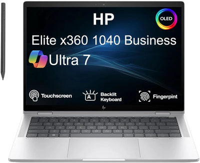 HP Elite x360 1040 G11 Touch 2-in-1 Notebook Intel Ultra 7 155H, 32GB,  14 Inch (2880x1800) OLED Touchscreen, Windows 11 Pro, Silver