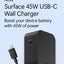 Microsoft Surface USB-C type Charger 45W USB-C PD output fast charging of Surface devices, Black