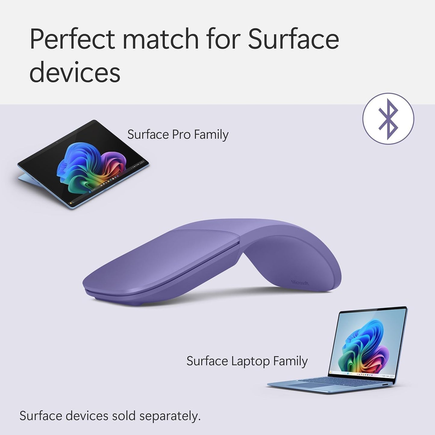 Microsoft Surface Wireless Arc Bluetooth Mouse, Violet