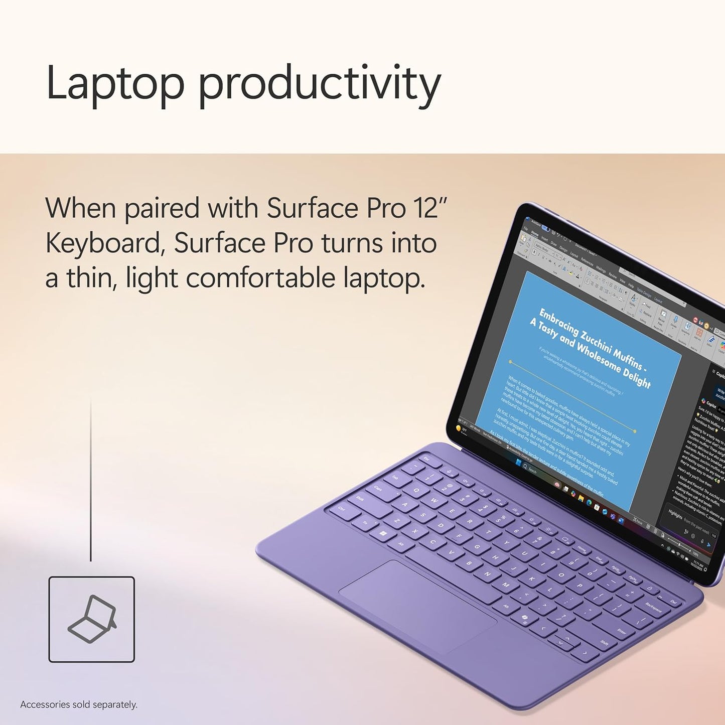 Microsoft Surface Pro 12 Copilot+ PC, Snapdragon X Plus 8-Core Processor, 16GB RAM, 512GB SSD, 12 Inch 2196 x 1464 QHD Touchscreen, Windows 11 Home, Violet