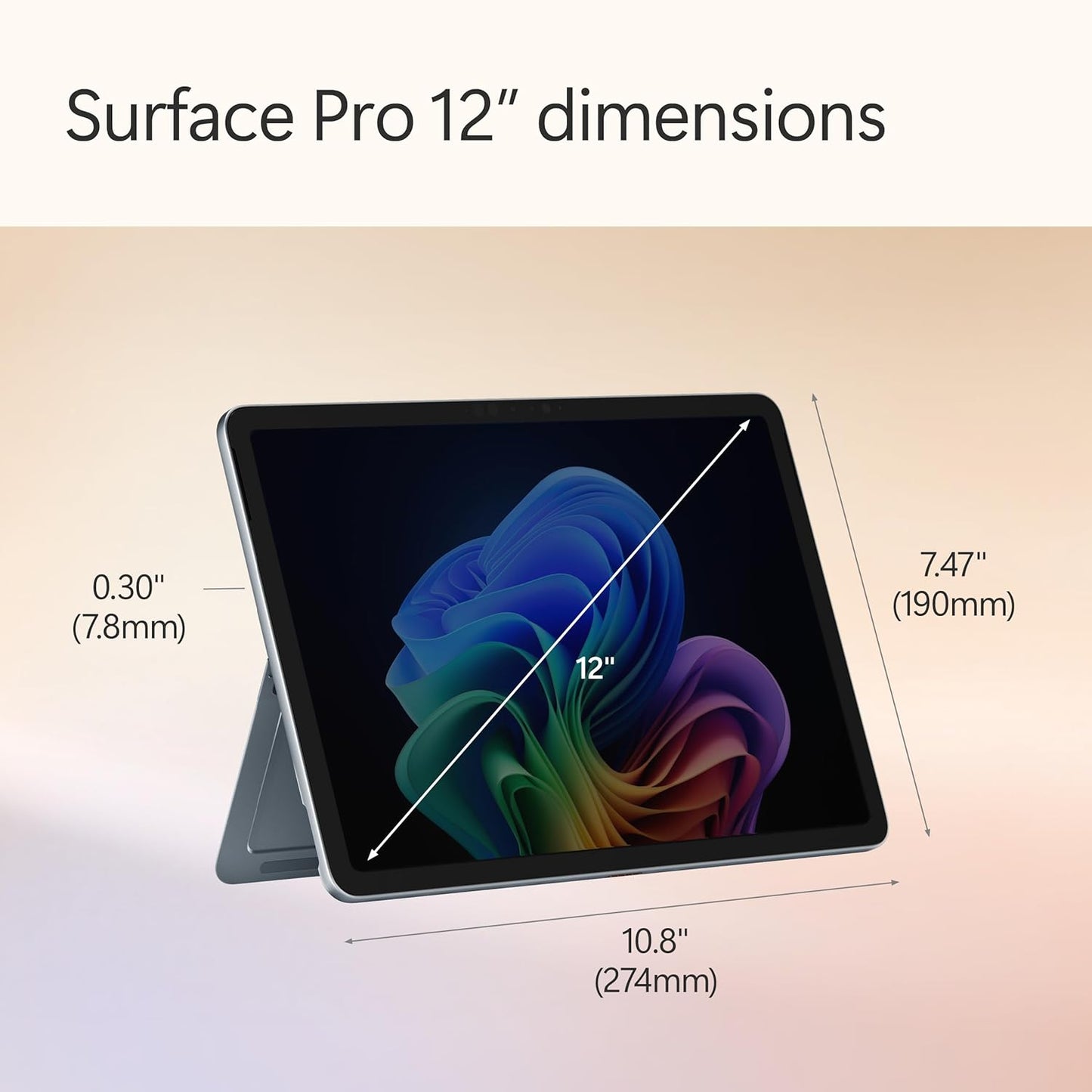 Microsoft Surface Pro 12 Copilot+ PC, Snapdragon X Plus 8-Core Processor, 16GB RAM, 512GB SSD, 12 Inch 2196 x 1464 QHD Touchscreen, Windows 11 Home, Ocean