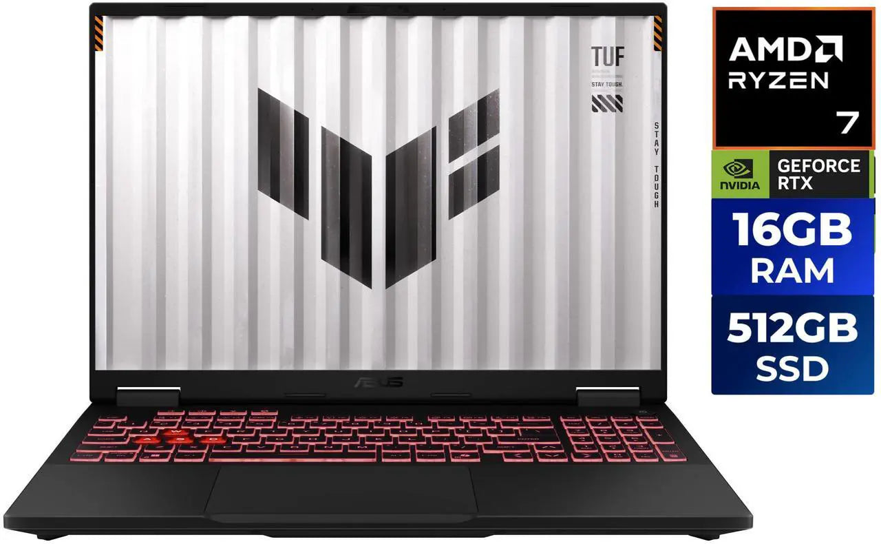 Asus TUF Gaming Laptop A16, AMD Ryzen 7 260, Nvidia RTX 5060 8GB, 16" WUXGA 165 Hz Display, Windows 11, Gray