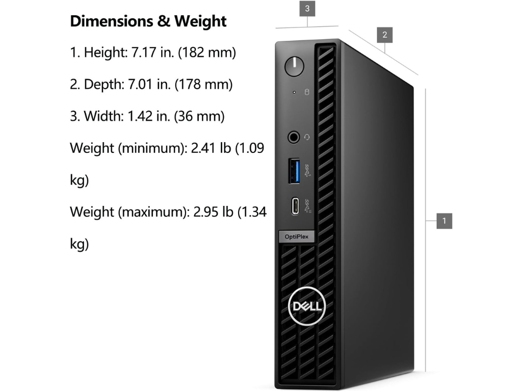 Dell OptiPlex 7020 Micro Desktop Intel Core  i5-14500T, Windows 11 Pro, Black