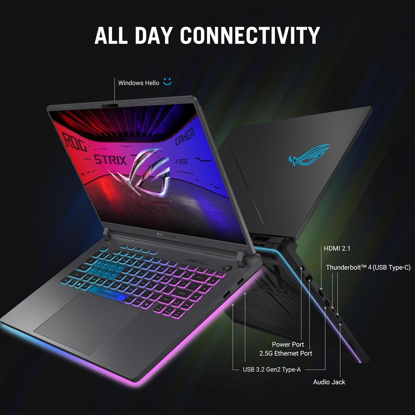 ASUS ROG Strix G16 Gaming Laptop, Intel Core i7-14650HX, 16 Inch FHD 165Hz, NVIDIA GeForce RTX5060 8GB, Windows 11, Black