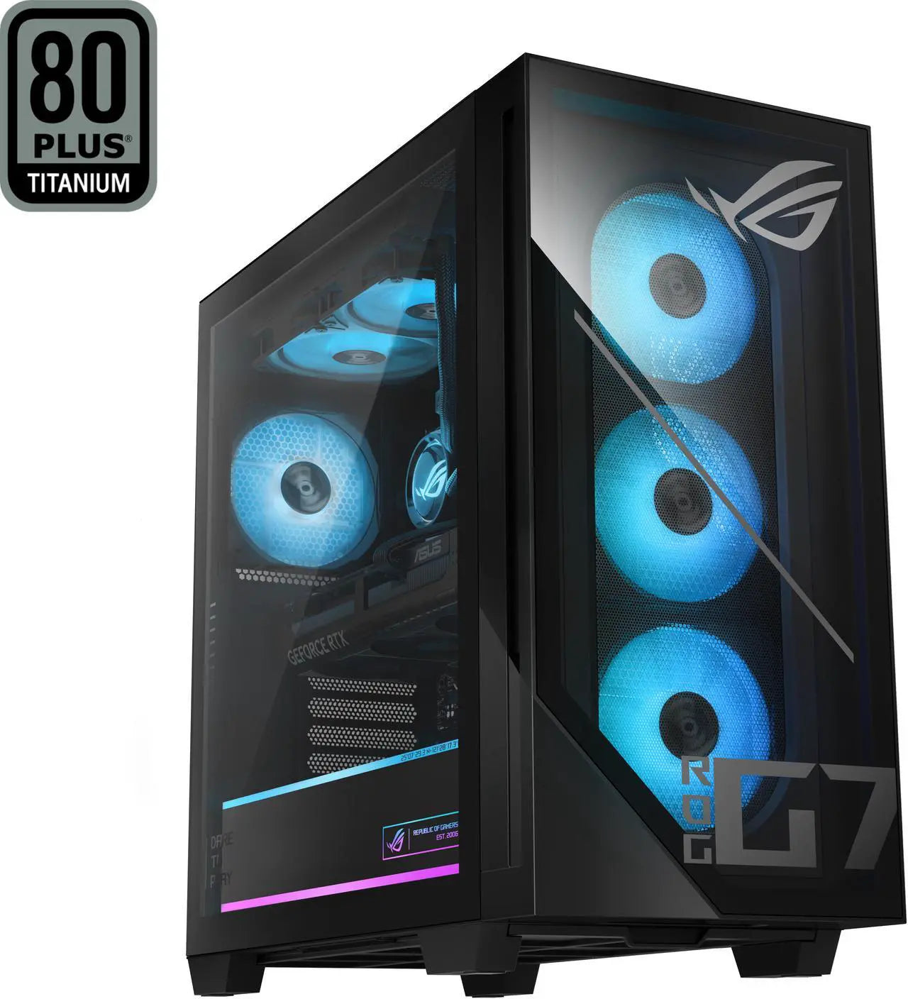 Asus ROG G700 Gaming Desktop Intel Core Ultra 7 265F, NVIDIA GeForce RTX 5070 TI 16GB, with Liquid Cooler, Windows 11, Black