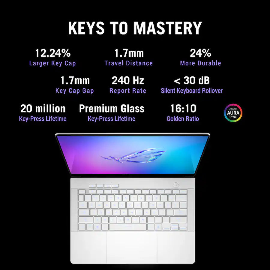 ASUS ROG Zephyrus G14 Gaming Laptop -  AMD Ryzen AI 9 HX 370, 32GB,  14 Inch OLED 3K 120Hz, GeForce RTX 5080 16GB, Wi-Fi 7, Windows 11, Platinum White