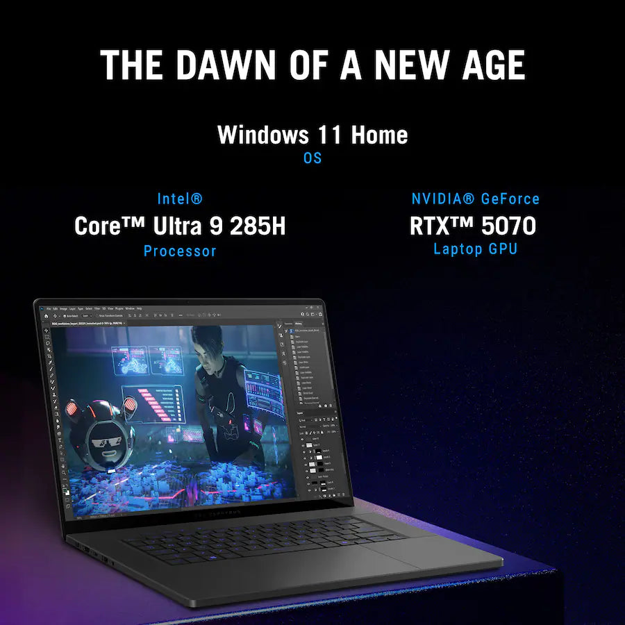 ASUS ROG Zephyrus G16 Gaming Laptop Intel Ultra 9 285H, 16GB, 16 Inch 2.5K OLED 240Hz, NVIDIA RTX 5070 8GB, Windows 11, Eclipse Gray