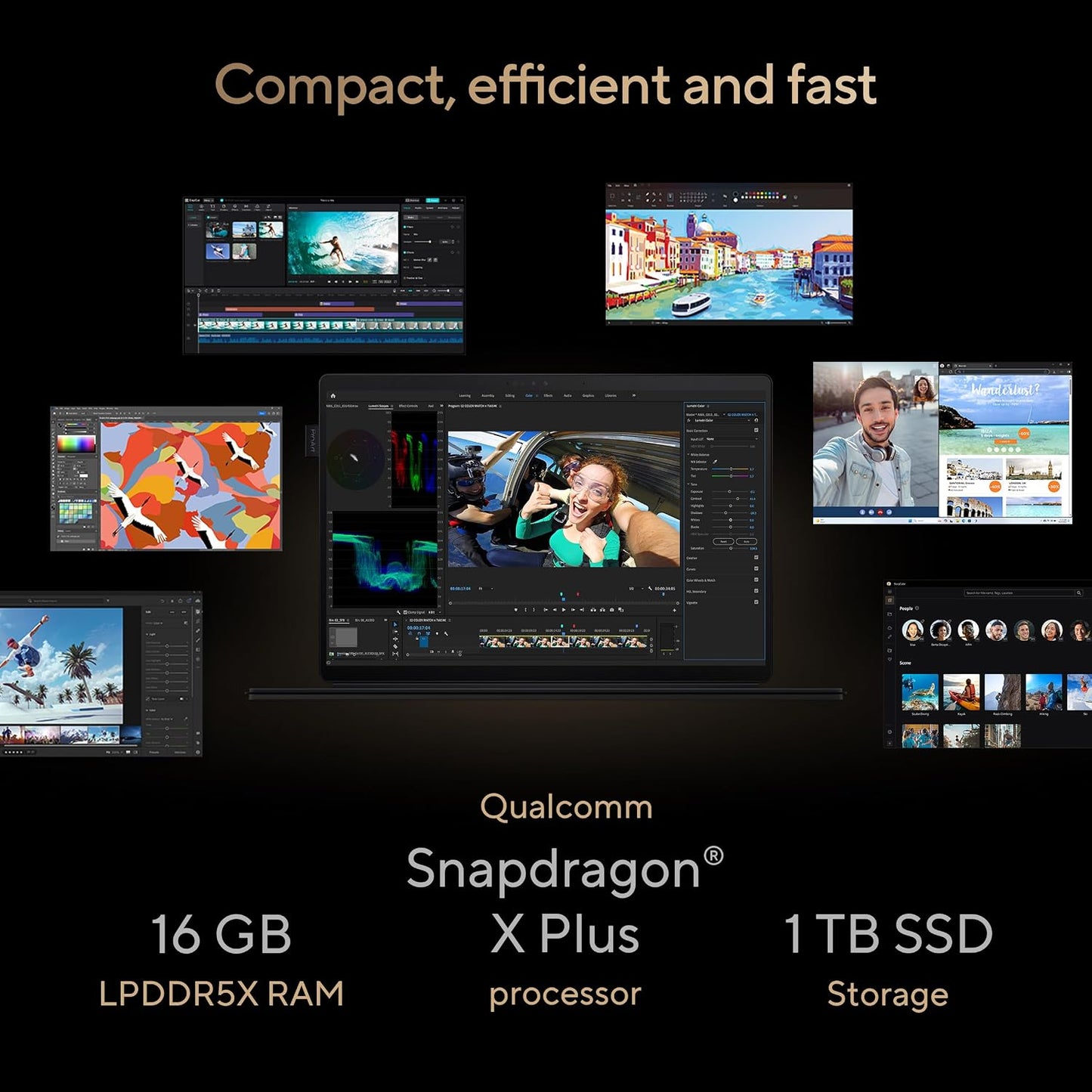 ASUS ProArt PZ13 13" OLED Detachable 2-in 1 Laptop Copilot+ PC - Snapdragon X Plus - 16GB, 1TB SSD, 13 Inch OLED 2880x1800, Graphics Snapdragon X Elite Adreno, Windows 11,  Black