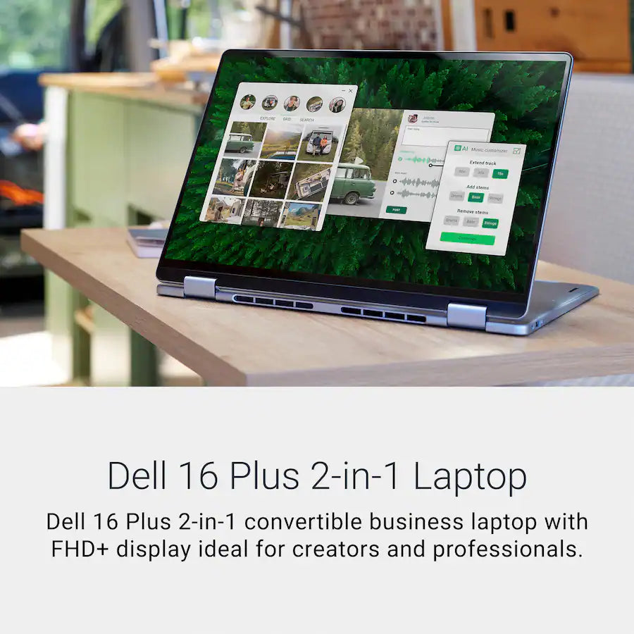 Dell 16 Plus Copilot+ PC 2-in-1 Laptop, Intel Core Ultra 7 256V, 16" 2K LED Touchscreen,16GB, Intel Arc, Windows 11, Ice Blue
