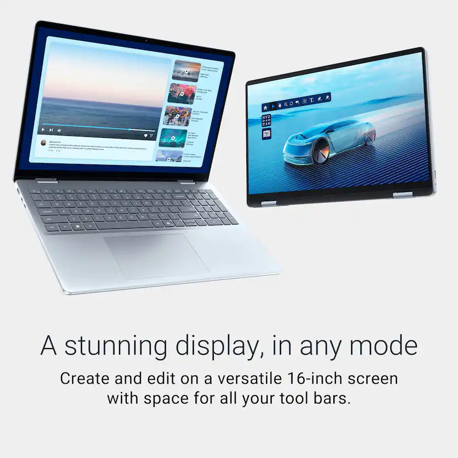 Dell 16 Plus Copilot+ PC 2-in-1 Laptop, Intel Core Ultra 7 256V, 16" 2K LED Touchscreen,16GB, Intel Arc, Windows 11, Ice Blue