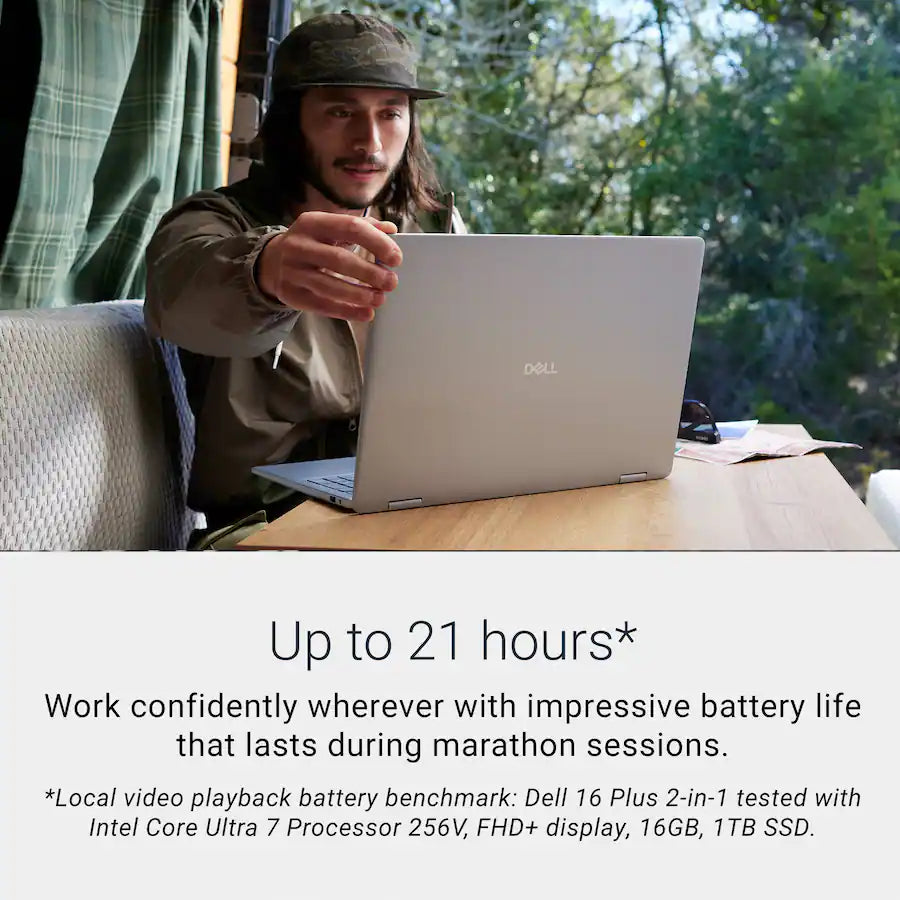 Dell 16 Plus Copilot+ PC 2-in-1 Laptop, Intel Core Ultra 7 256V, 16" 2K LED Touchscreen,16GB, Intel Arc, Windows 11, Ice Blue