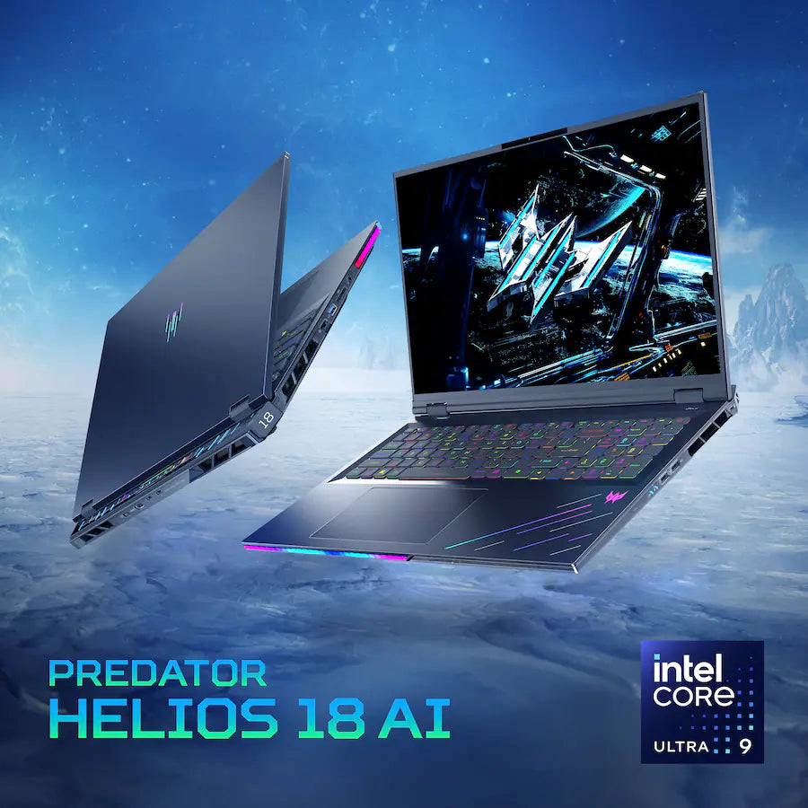 Acer Predator Helios 18 AI PH18-73-962W Gaming Laptop Intel Ultra 9 275HX, 64GB RAM, 18 Inch (3810x2400) 240Hz, NVIDIA RTX 5090 24GB, English RGB Backlite KB, Windows 11 , Abyssal Black