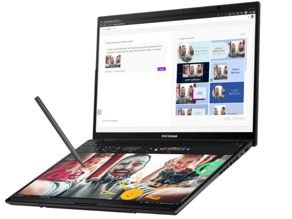 ASUS Zenbook Duo Dual OLED Laptop, Intel Ultra 9 285H, 32GB, 1TB SSD, Dual 14 Inch OLED WQXGA+ 120Hz, Inkwell Gray
