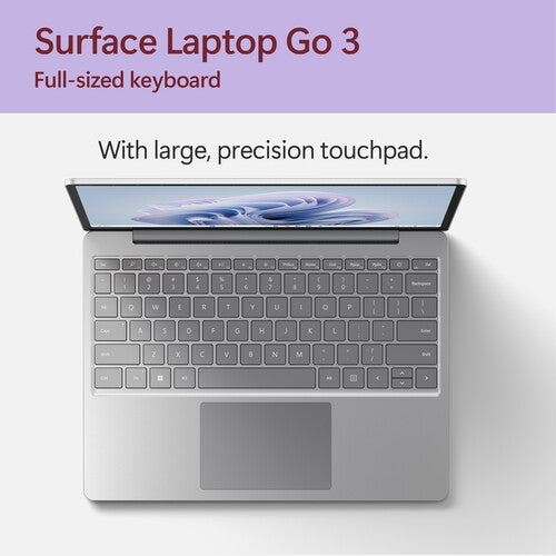 Microsoft Surface Laptop Go 3 for Business Intel Core i5-1235U, 8GB, 12.4 Inch Touchscreen, Win 11 Pro, Platinum
