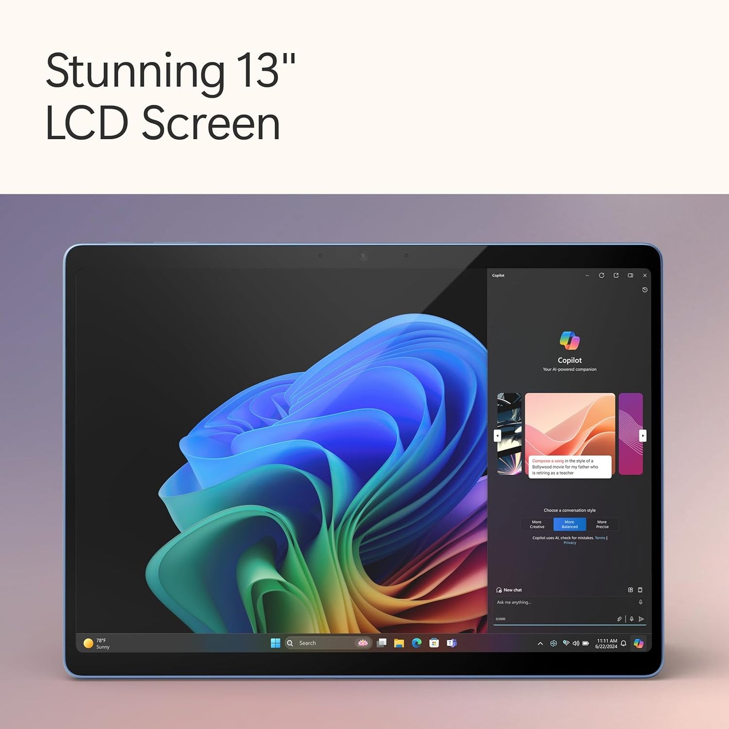 Microsoft Surface Pro 11th Edition, Copilot+ PC | 10-Core Qualcomm Snapdragon X Plus Processor, 16GB, 512GB, 13 Inch 2880 x 1920 Touchscreen, Windows 11, Sapphire