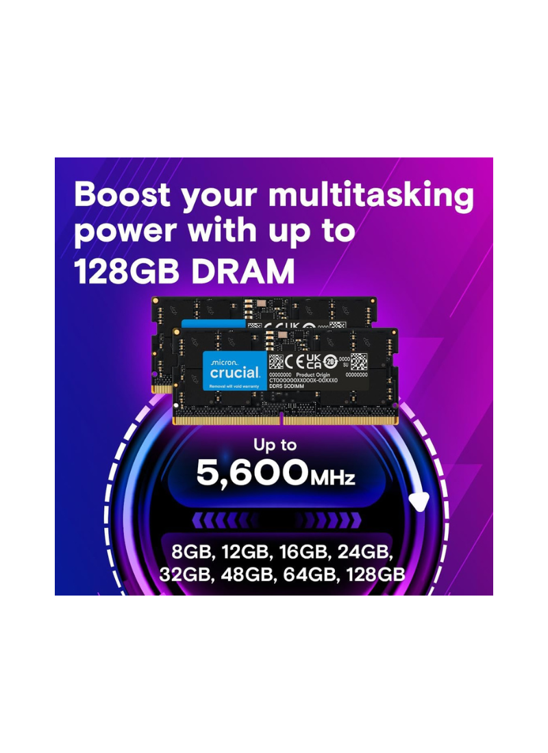 Crucial RAM 64GB Kit (2x32GB) DDR5 5600MHz Laptop Memory CT2K32G56C46S5 Black